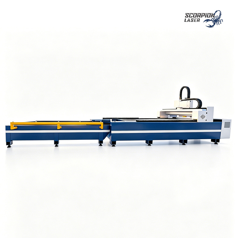 SL-D Series Open Type Fiber Laser Cutting Machine with Double Exchange Table | High-Speed CNC Sheet Metal Cutter