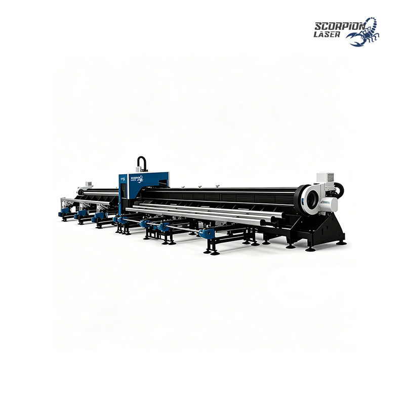 SL-TG Three Chuck Laser Pipe Cutting Machine 240mm-900mm Large Diameter Heavy Wall Thick Tube ±0.03mm 6m 9m 12m