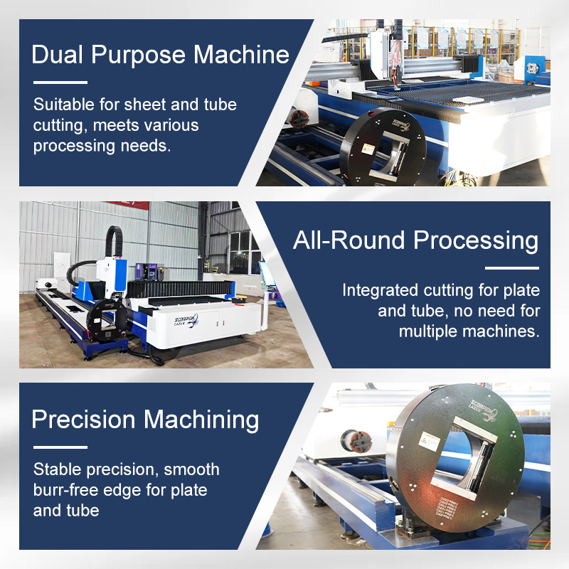 SL-ST Series 2-in-1 Fiber Laser Plate and Tube Integrated Cutting Machine | 12kW High-Speed Sheet & Pipe CNC Laser Cutter