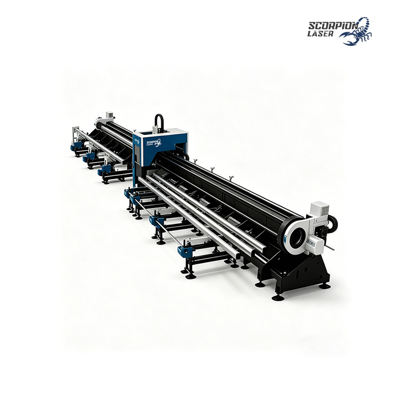 SL-TG Three Chuck Laser Pipe Cutting Machine 240mm-900mm Large Diameter Heavy Wall Thick Tube ±0.03mm 6m 9m 12m
