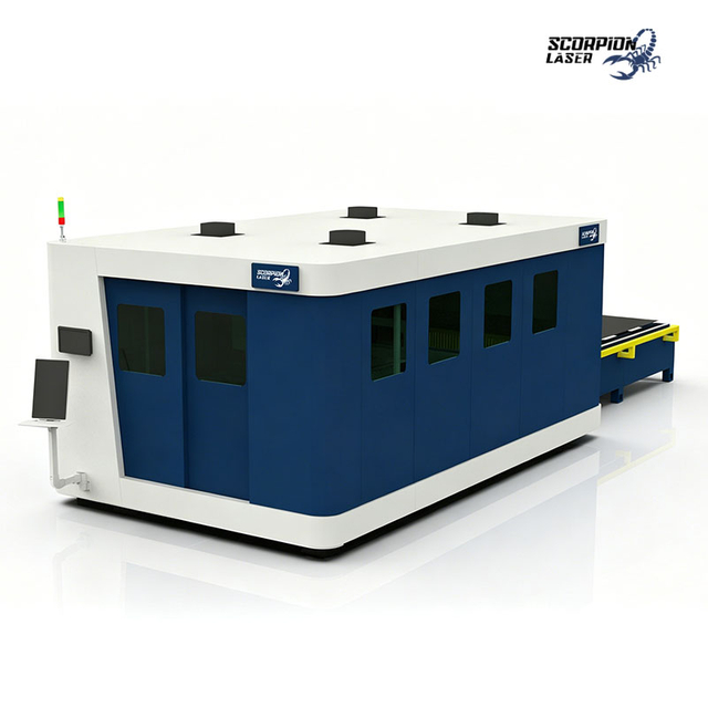 SL-C Series Full Enclosure Fiber Laser Cutting Machine with Exchange Table | High-Power (Up to 80kW) CNC Sheet Metal Cutter