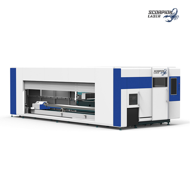 SL-CT Series Full Protection 2-in-1 Fiber Laser Plate and Tube Cutter | Integrated Enclosed CNC Machine for Sheet & Pipe