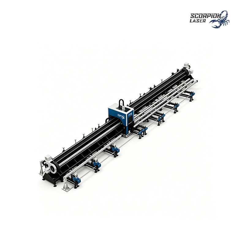 SL-TG Three Chuck Laser Pipe Cutting Machine 240mm-900mm Large Diameter Heavy Wall Thick Tube ±0.03mm 6m 9m 12m